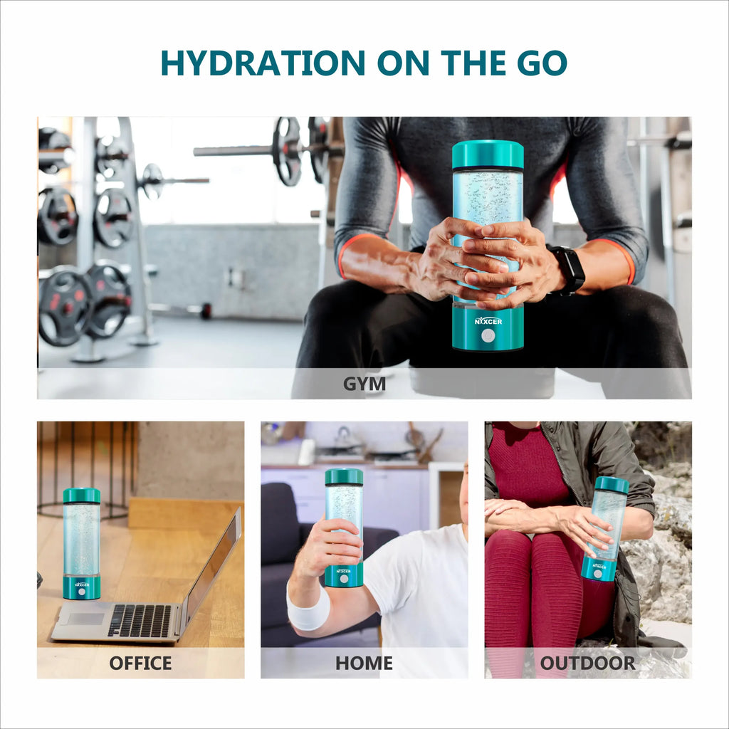 Nixcer Portable Hydrogen Water Generator Bottle - Turquoise image 4