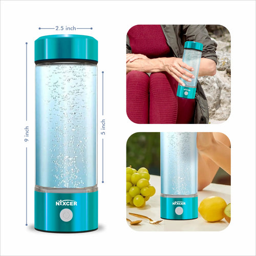 Nixcer Portable Hydrogen Water Generator Bottle - Turquoise image 1