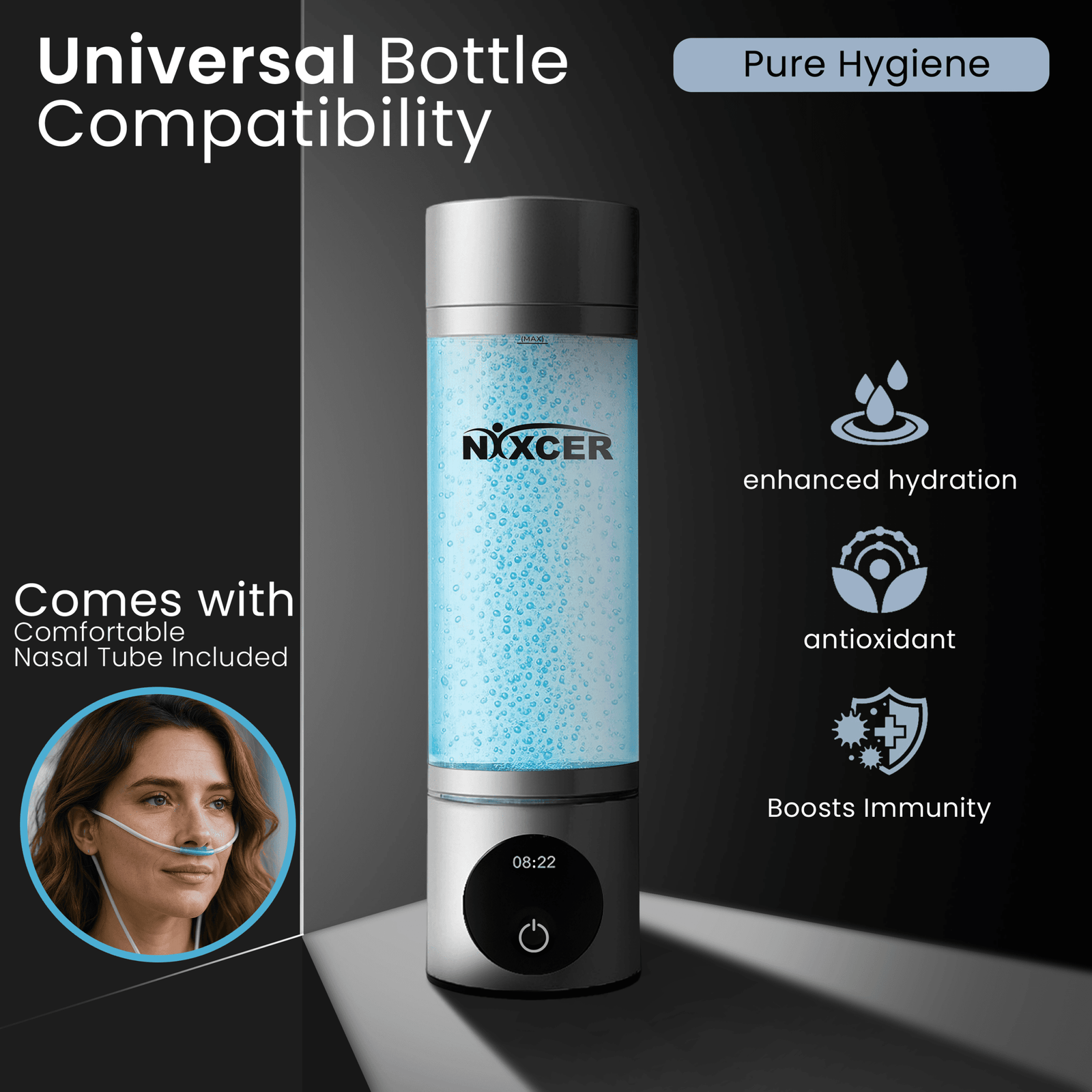 Nixcer Pro Hydrogen Water Bottle 8000 PPB H2 image 3