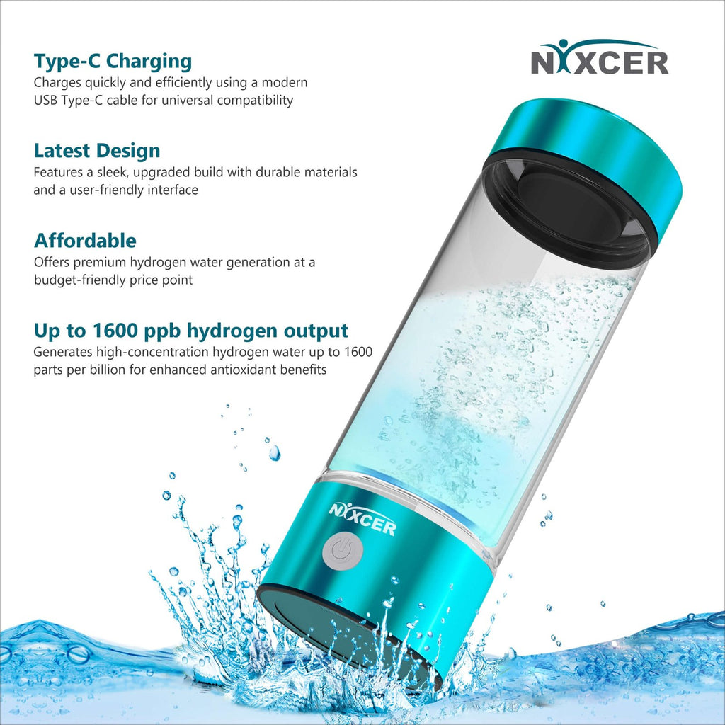 Nixcer Portable Hydrogen Water Generator Bottle - Turquoise image 3