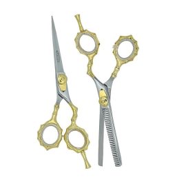 Nixcer Hair Cutting & Thinning/Texturizing Shears Set Professional Hair Cutting Scissors Set – 6.5” Length – Premium Shears For Salon & Home Use Razor Edge Barber Scissors (Gold/Silver – NSC016)