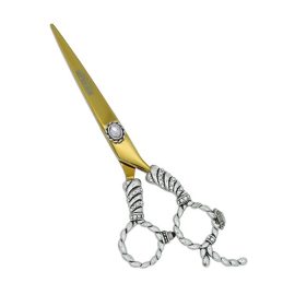 Nixcer Hair Scissors 7″ – Fancy Dragon Hair Cutting Scissors Series with Fine Adjustment – Stainless Steel Razor Edge Hair Shears for Salon & Home Use (Chain Dragon Gold/Silver)