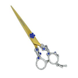 Nixcer Hair Scissors 7″ – Fancy Dragon Hair Cutting Scissors Series with Fine Adjustment – Stainless Steel Razor Edge Hair Shears for Salon & Home Use (Flower Dragon Gold)