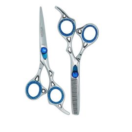 Nixcer Hair Cutting & Thinning/Texturizing Shears Set Professional Hair Cutting Scissors Set – 6.5” Length – Premium Shears For Salon & Home Use Razor Edge Barber Scissors (Silver – NSC006)