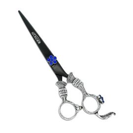 Nixcer Hair Scissors 7″ – Fancy Dragon Hair Cutting Scissors Series with Fine Adjustment – Stainless Steel Razor Edge Hair Shears for Salon & Home Use (Scale Dragon Black/Silver)