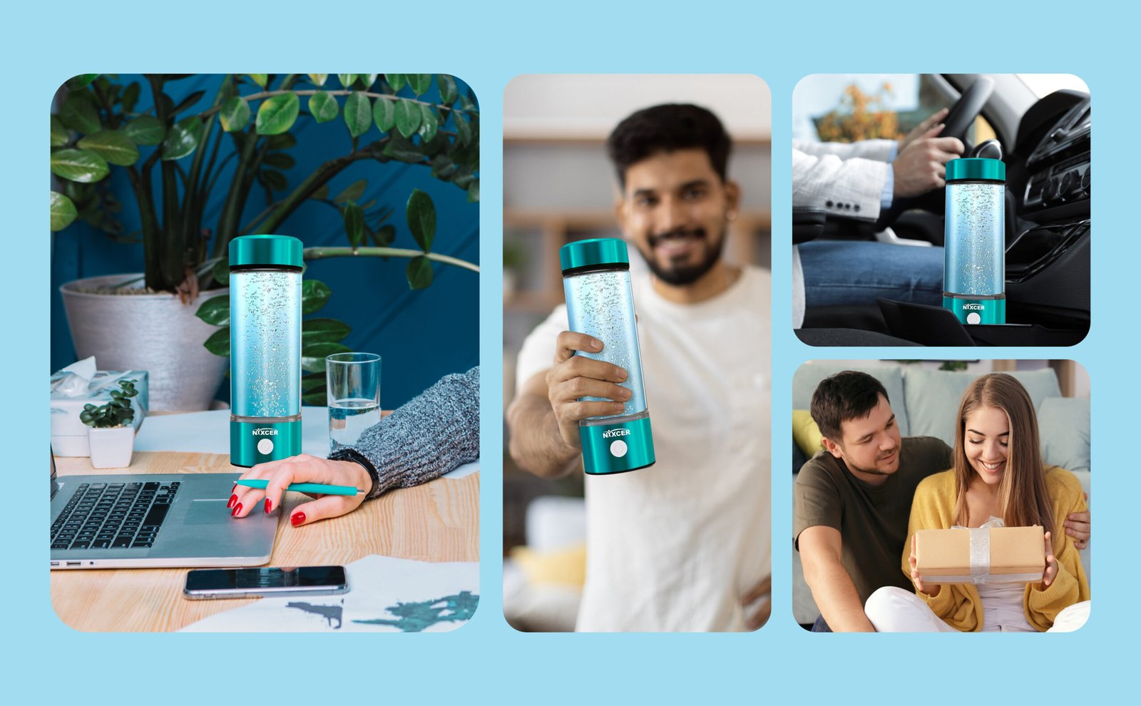 hydrogen water bottles turquoise